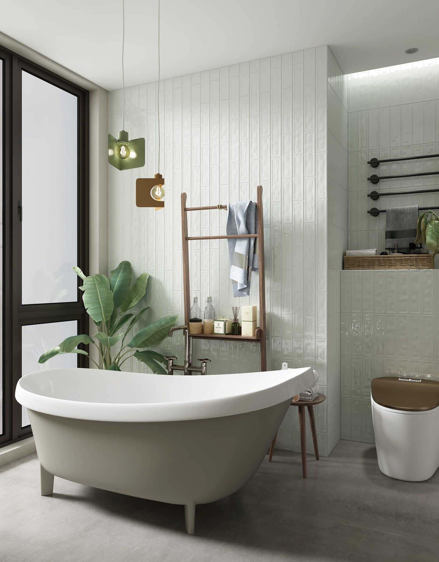 Wavy 2 Green 3x12 Glossy Ceramic Subway Tile for Backsplash/Wall