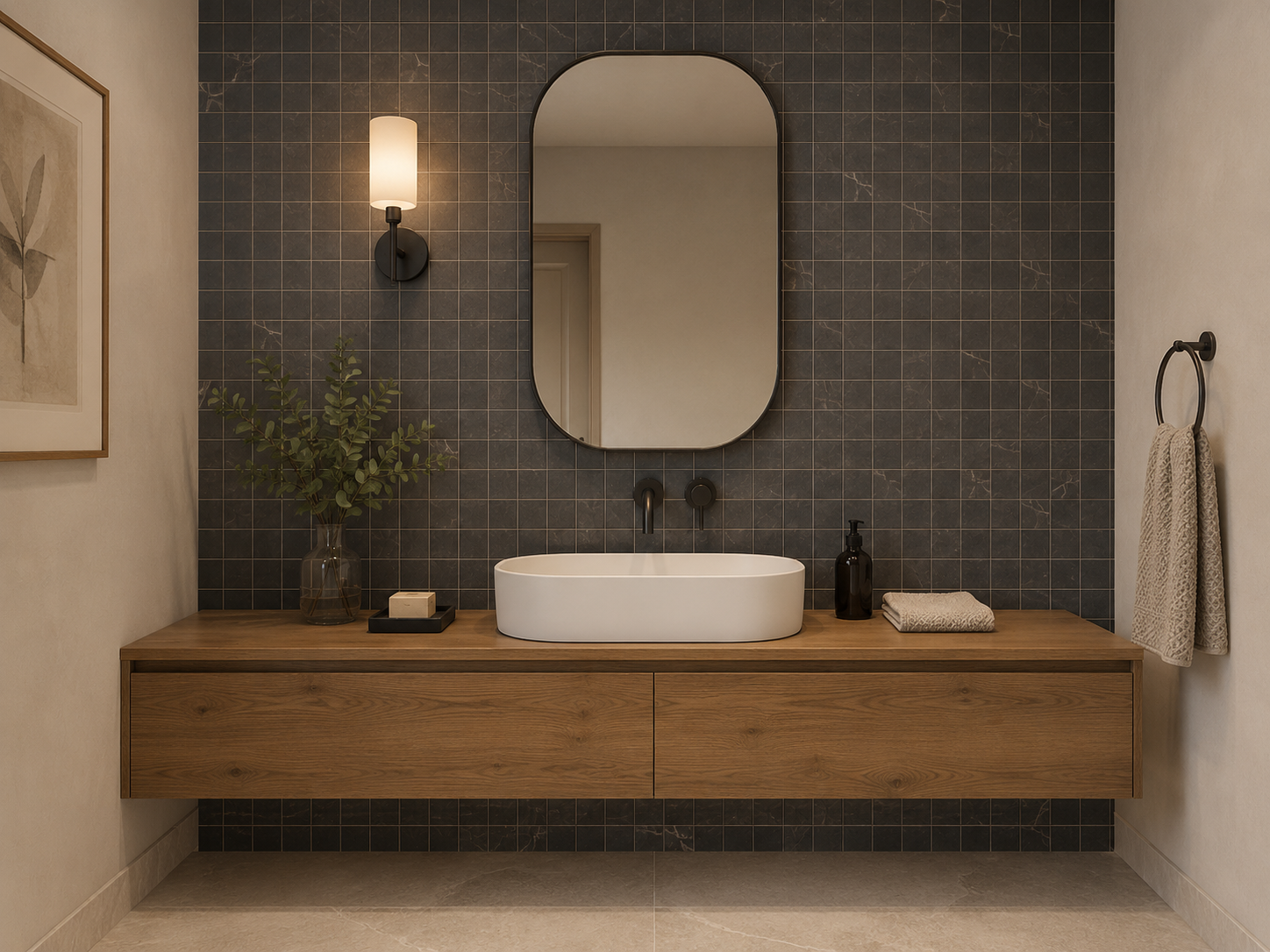 Gardena Nero Mosaic 3x3 Matte Finish Porcelain Tile