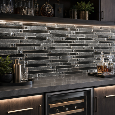 Glass Platinum Strips Backsplash Tile