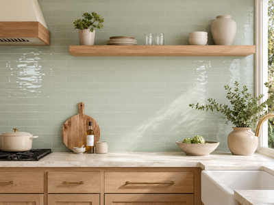 Wavy 2 Green 3x12 Glossy Ceramic Subway Tile for Backsplash/Wall