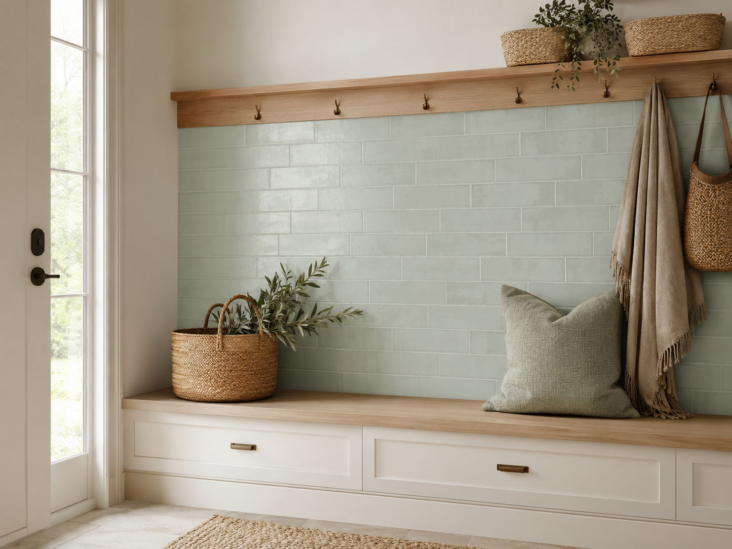 Wavy 2 Green 3x12 Matte Ceramic Subway Tile for Backsplash/Wall