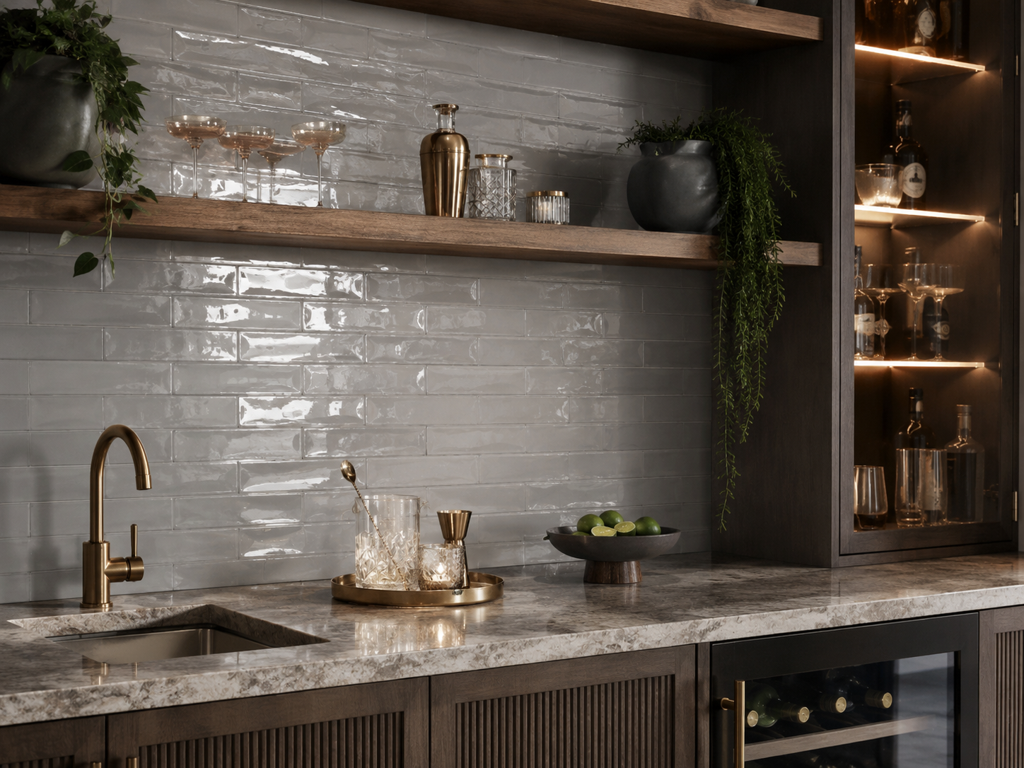Wavy 2 Grey 3x12 Glossy Ceramic Subway Tile for Backsplash/Wall