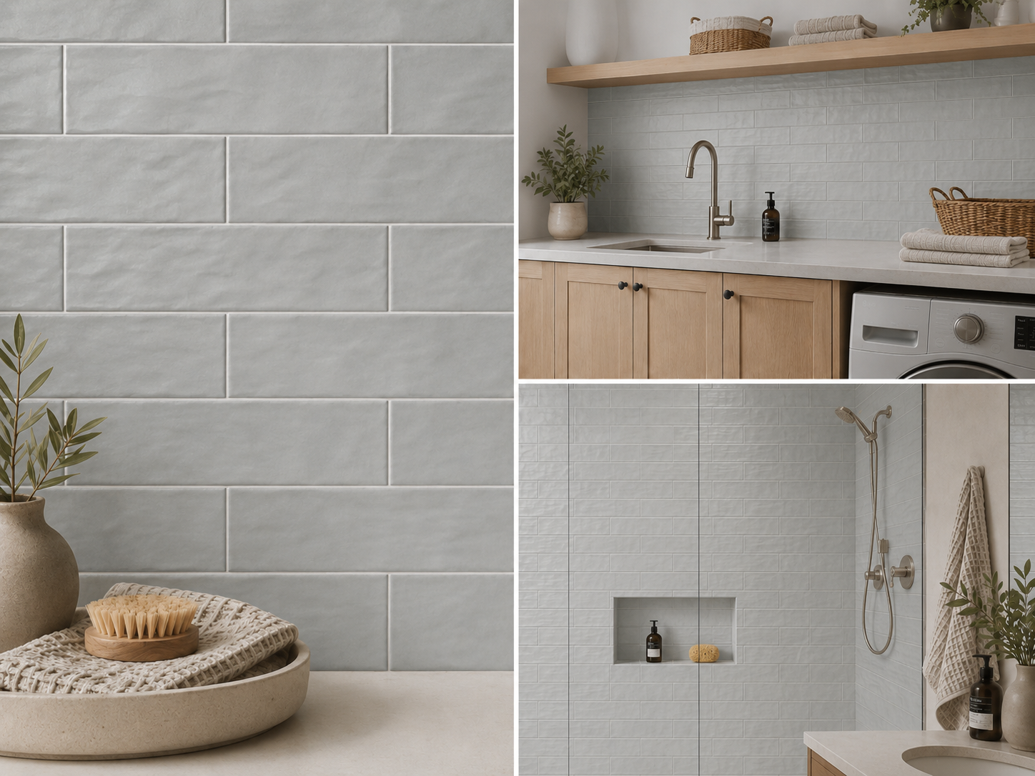 Wavy 2 Grey 3x12 Matte Ceramic Subway Tile for Backsplash/Wall