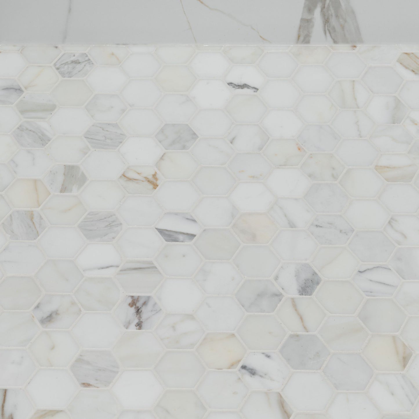 Hex Calacatta Gold 2x2 Polished Finish Marble Mosaic
