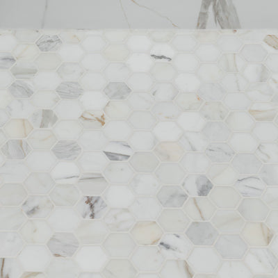 Hex Calacatta Gold 2x2 Polished Finish Marble Mosaic