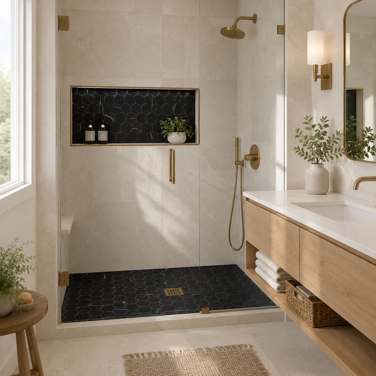 Hex Marquina 2x2 Polished Finish Marble Mosaic