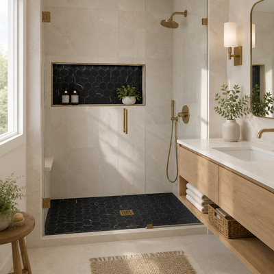 Hex Marquina 2x2 Polished Finish Marble Mosaic