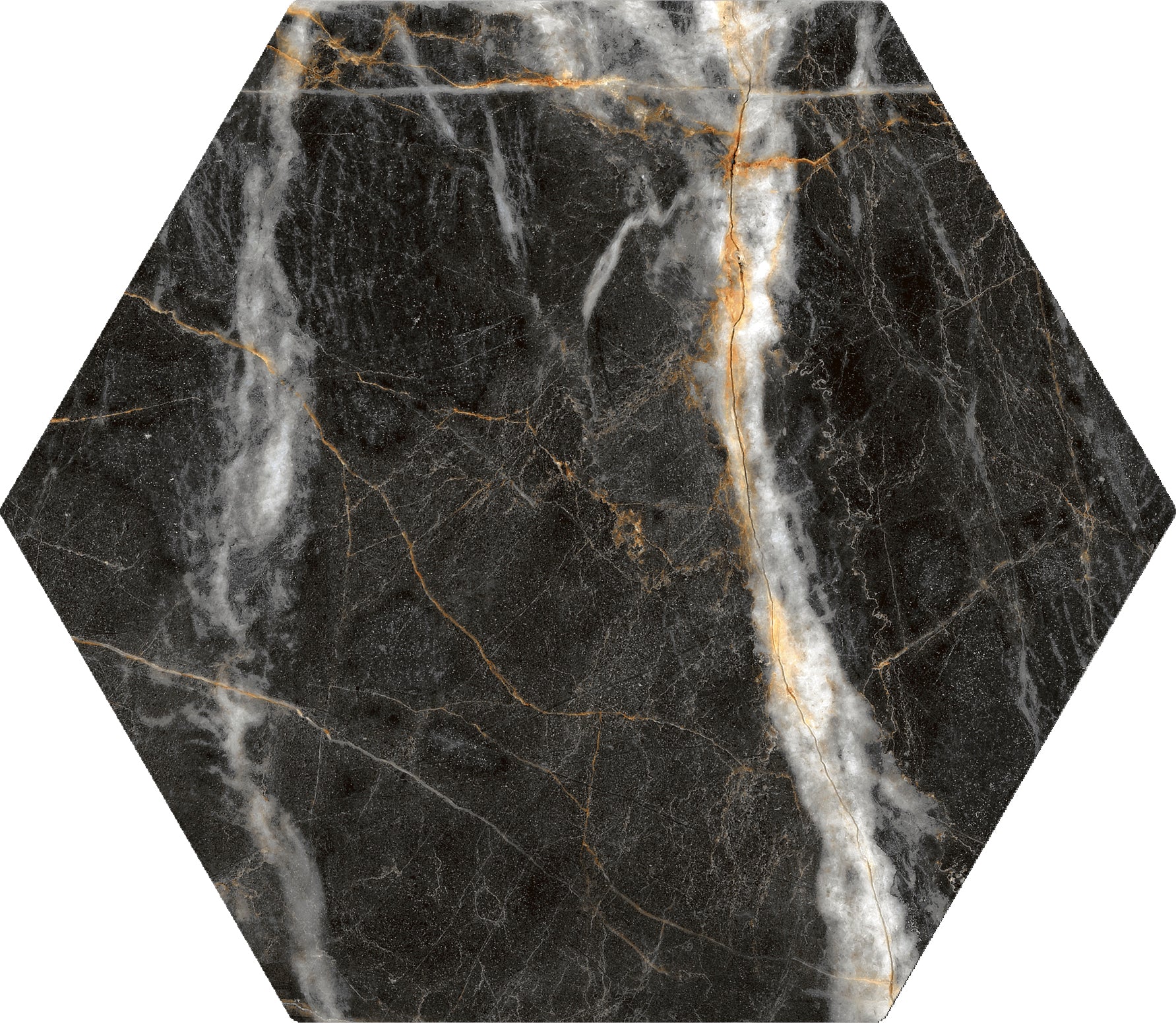 Hex Marquina Gold 8x9 Matte Finish Porcelain Tile