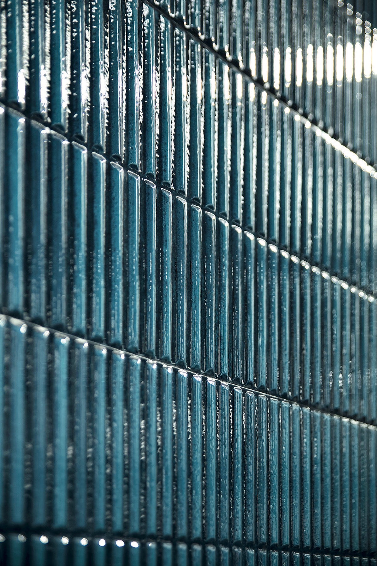 Homey Stripes Blue 12x24 Polished Fluted Backsplash Tile