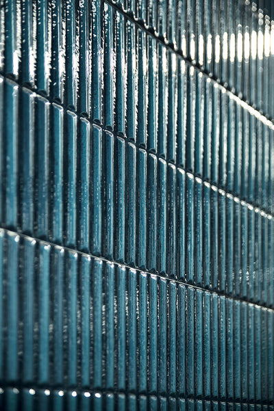 Homey Stripes Blue 12x24 Polished Fluted Backsplash Tile