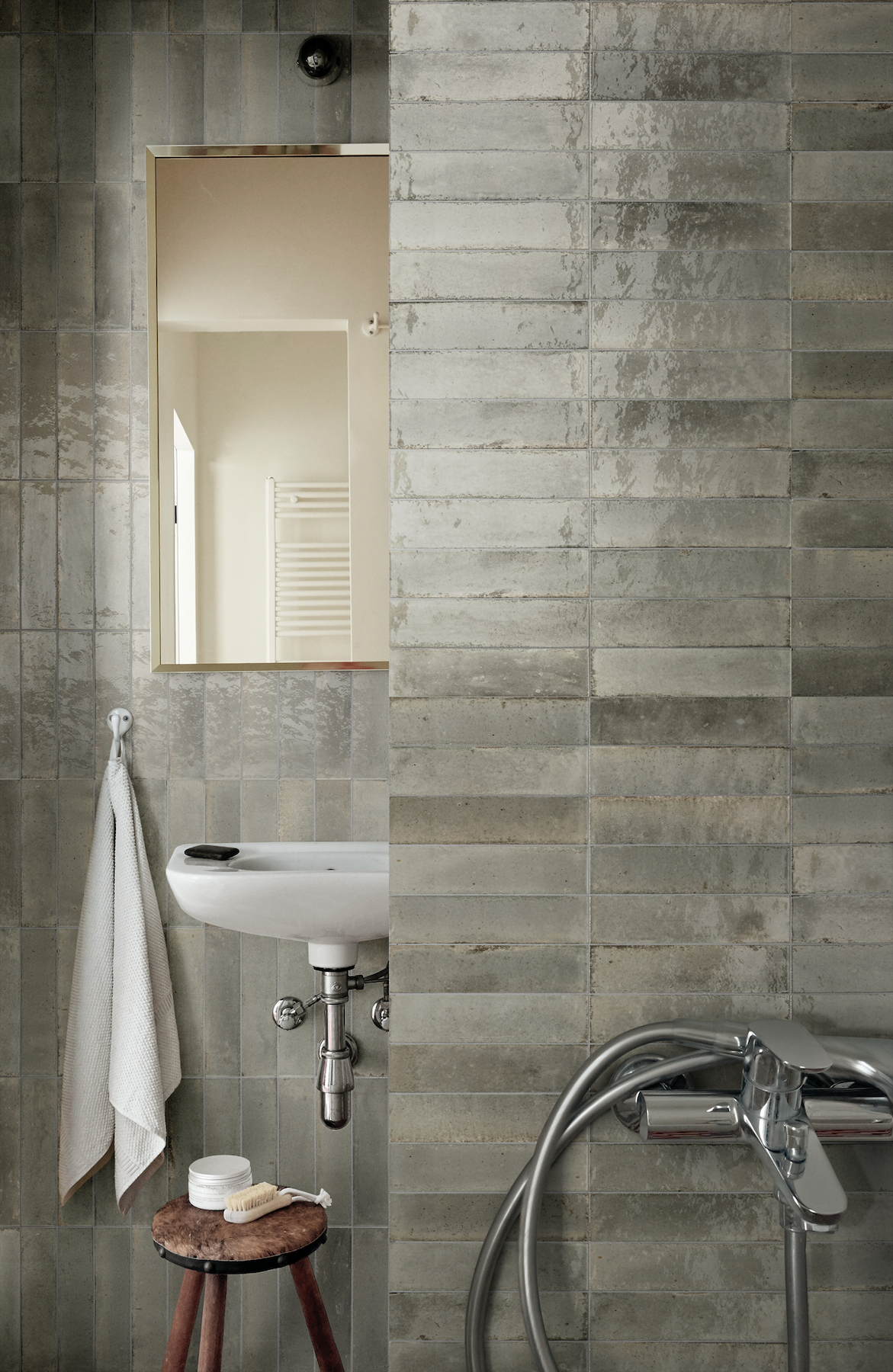 Lume Greige 2x9 Polished Porcelain Subway Tile Backsplash