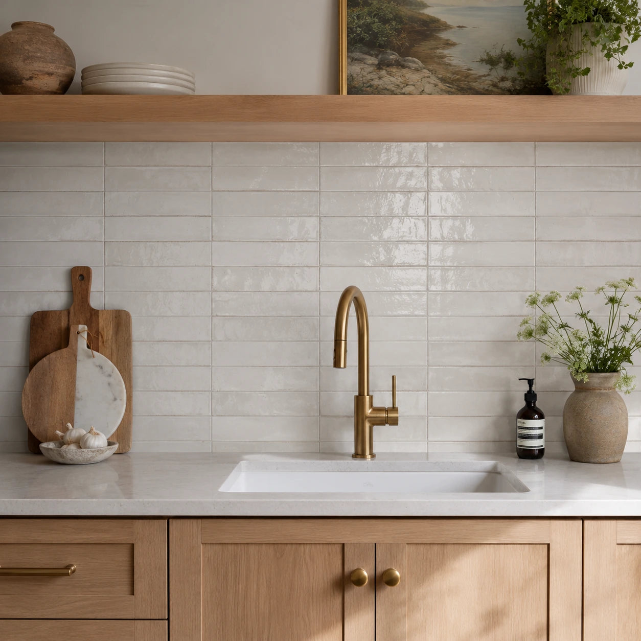 Lume White Kitchen Backsplash