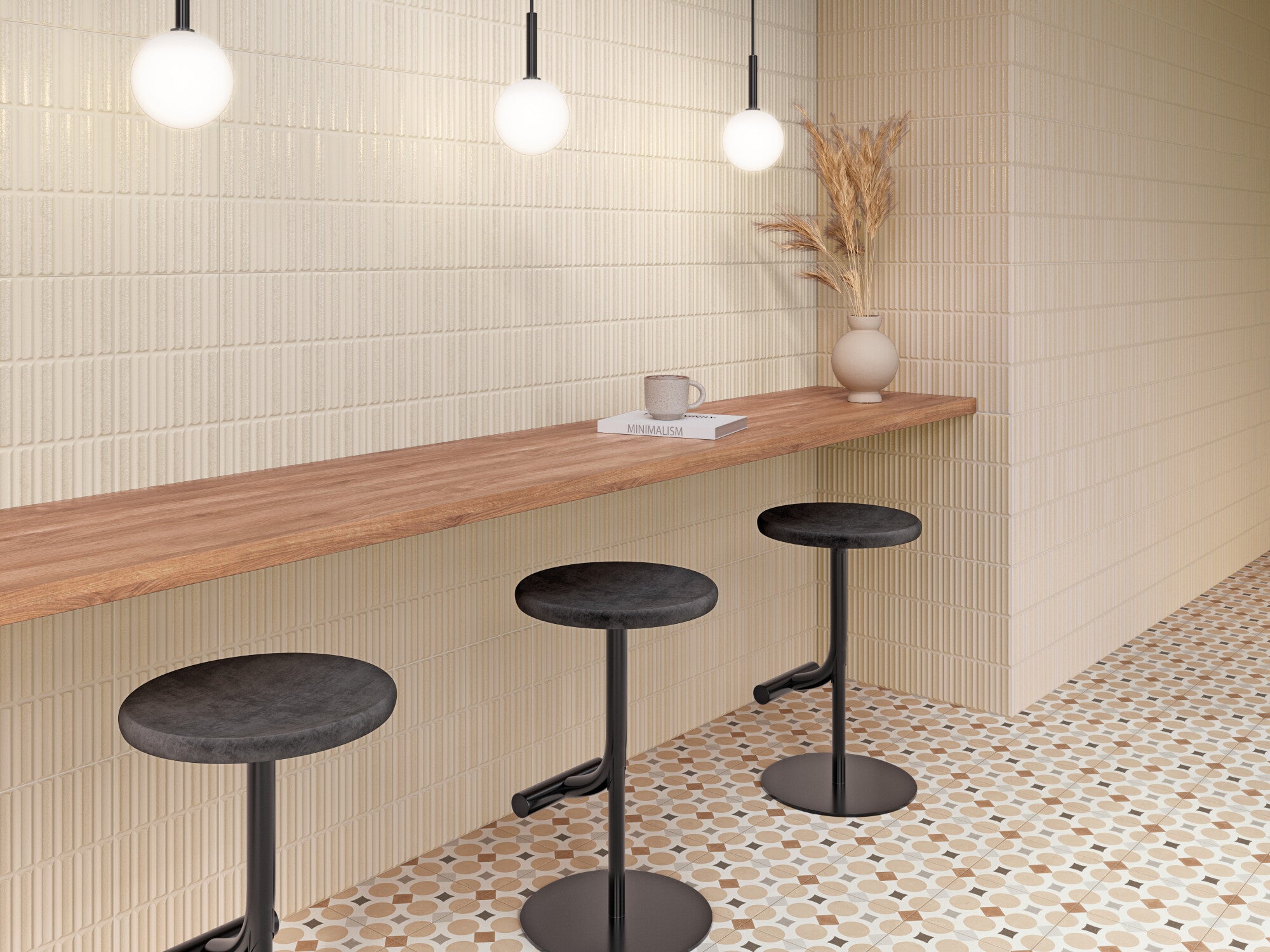 Moves Sand 8x16 Matte/Polished Finish Fluted Backsplash Tile