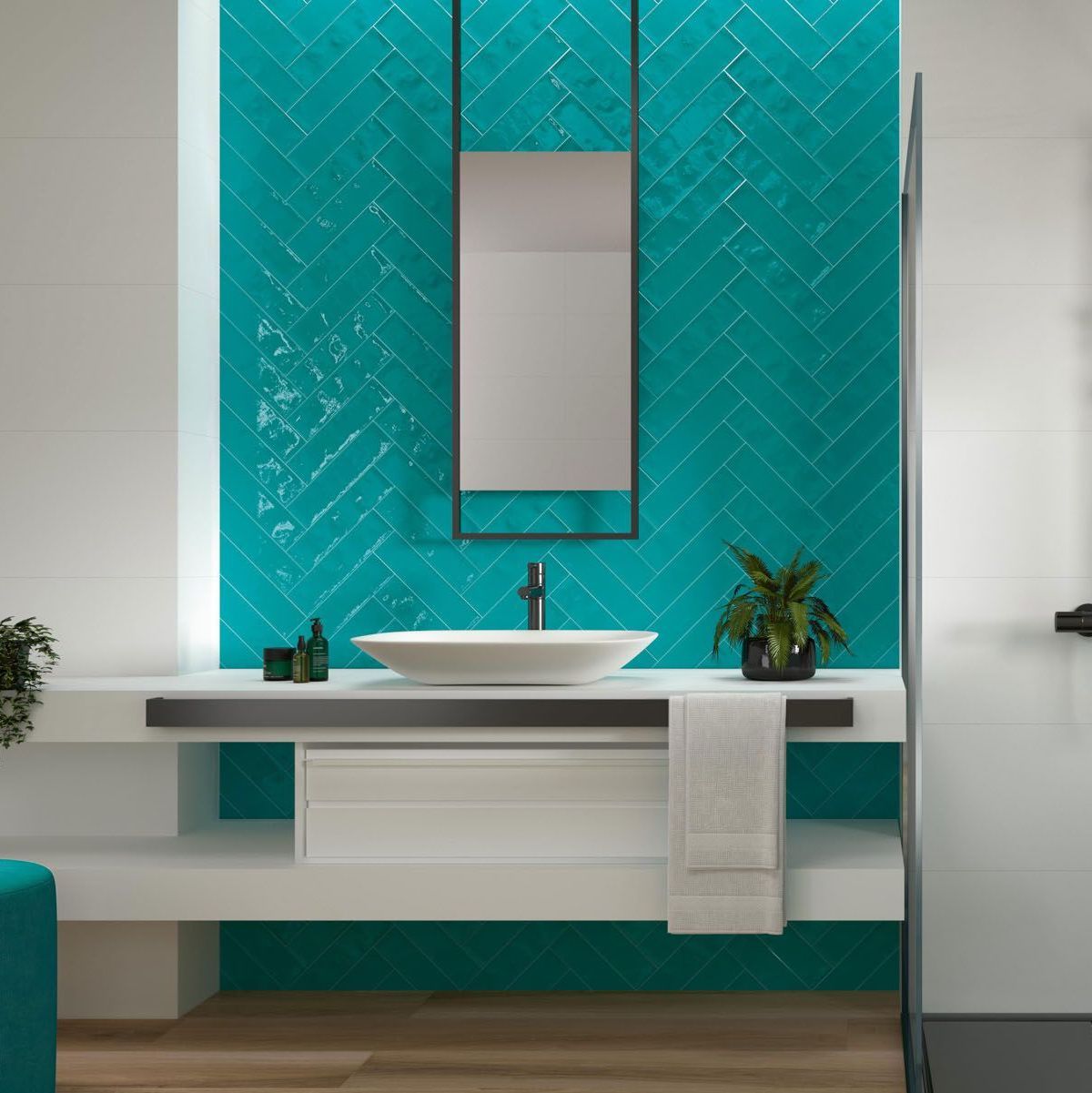 Maiolica Aquamarine 3x12 Polished Subway Tile Backsplash