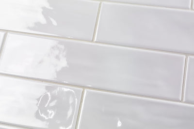 Maiolica White 3x12 Polished Finish Subway Tile Backsplash