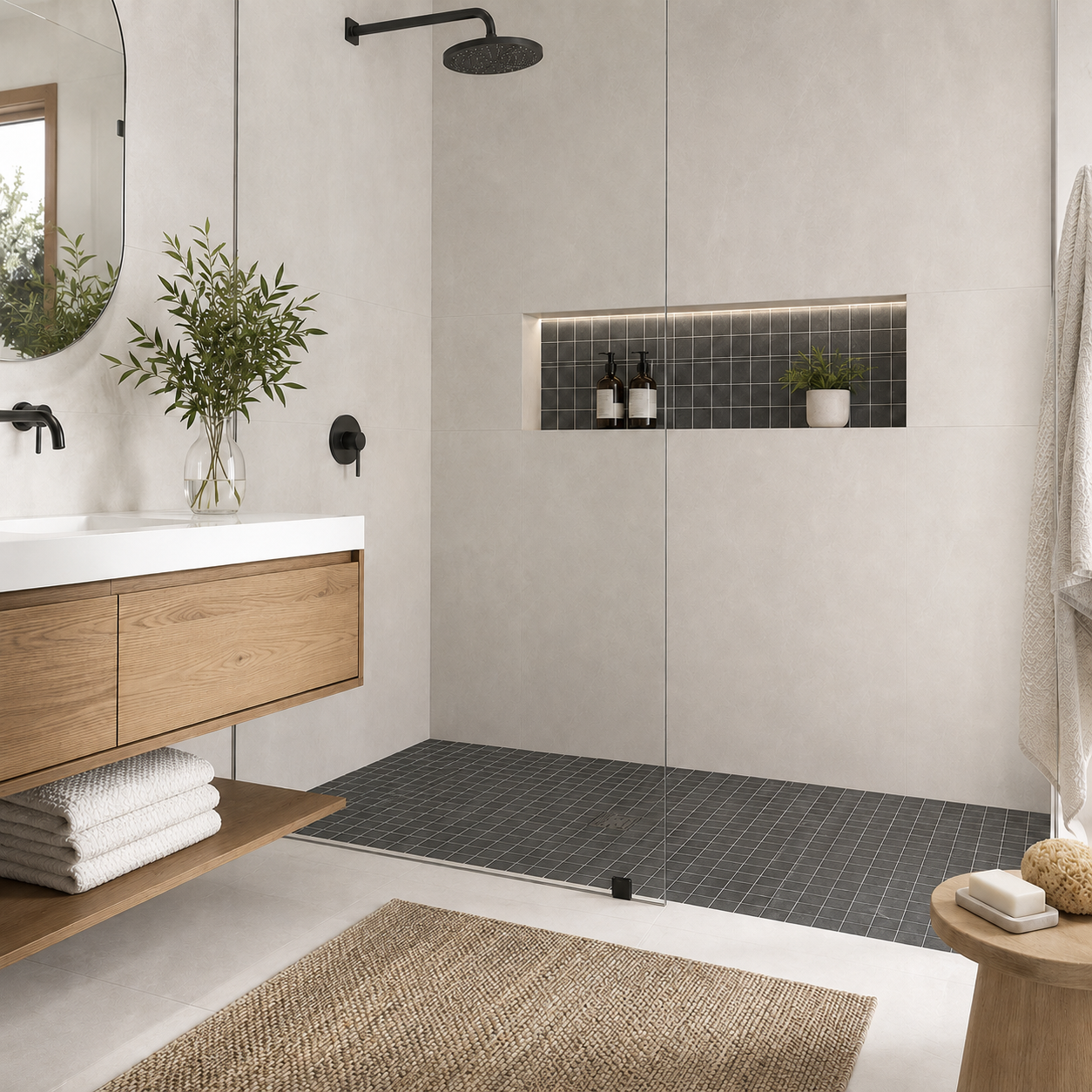 Nomade Noir Mosaic 2x2 Matte Finish Porcelain Tile