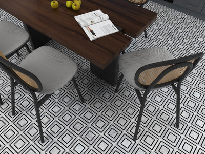 Peri Cararra White / Black 12"x12" Marble Tile