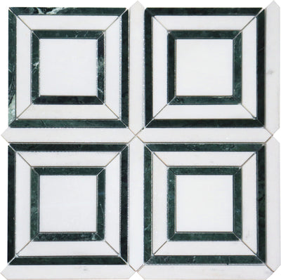 Peri Thassos/Verde 12"x12" Marble Tile