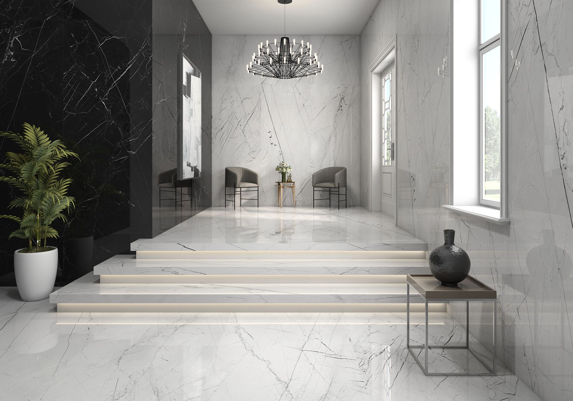 Pandora 39x118 Polished Finish Marble Look Porcelain Slab