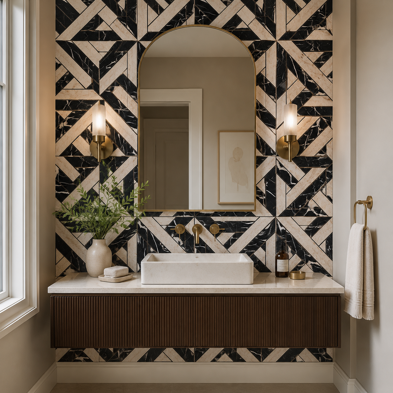 Parquet Chantilly 12x12 Polished Finish Marble Mosaic Tile
