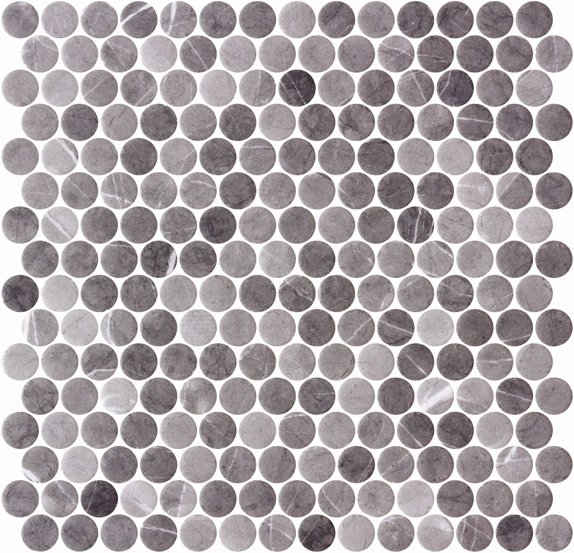 Penny Grafito Matte Finish Marble Look Mosaic Tile