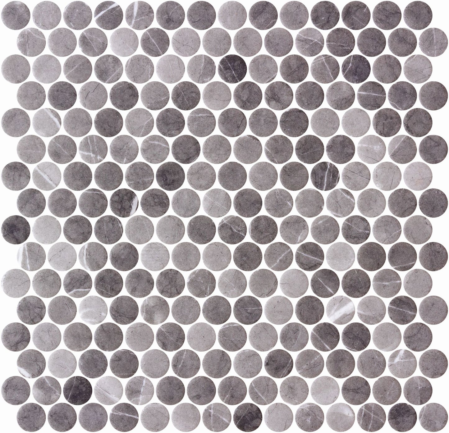 Penny Grafito Matte Finish Marble Look Mosaic Tile
