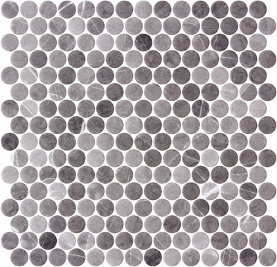 Penny Grafito Matte Finish Marble Look Mosaic Tile