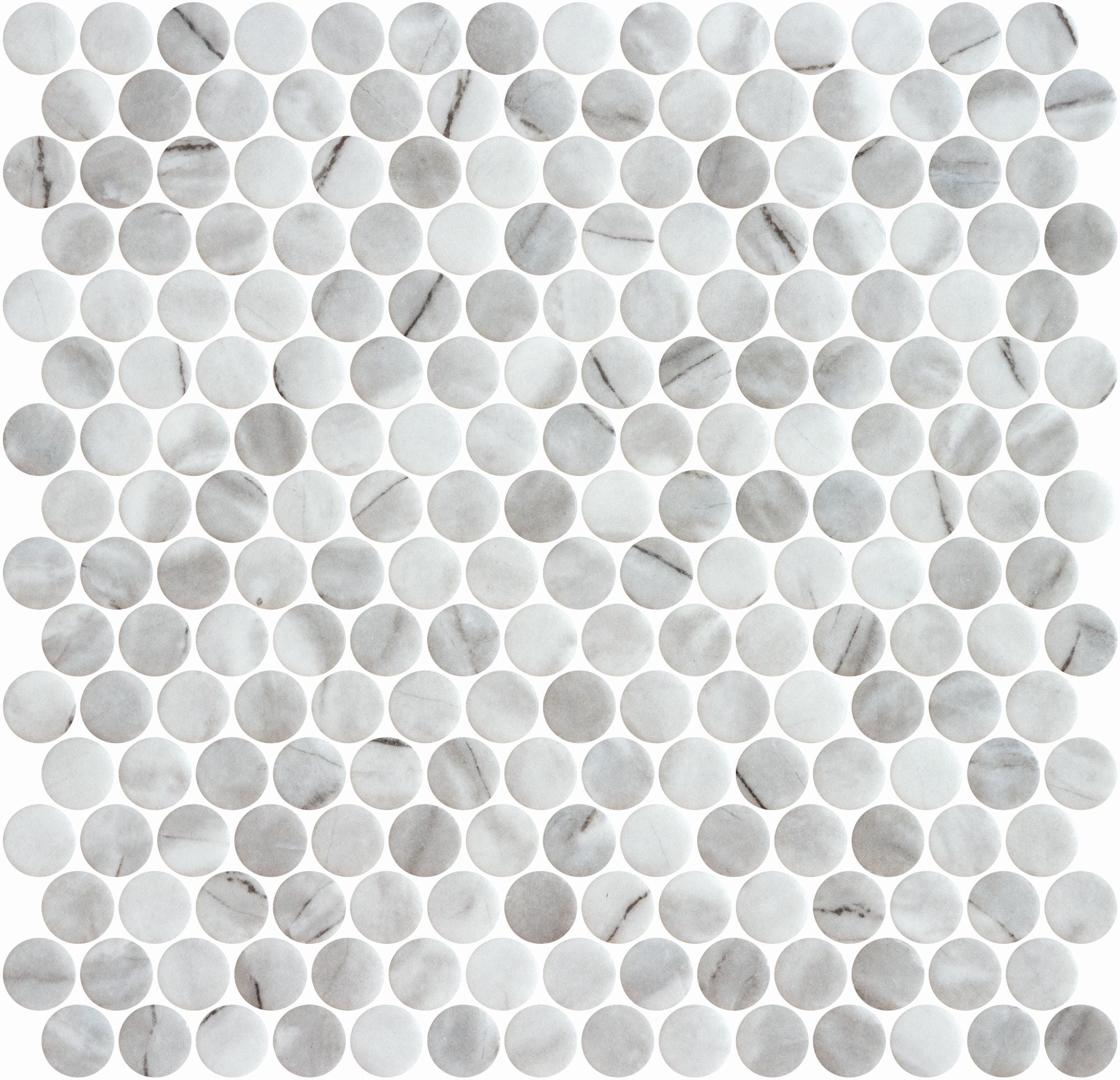 Penny Inverno Grey Matte Finish Marble Look Mosaic Tile