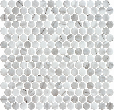 Penny Inverno Grey Matte Finish Marble Look Mosaic Tile