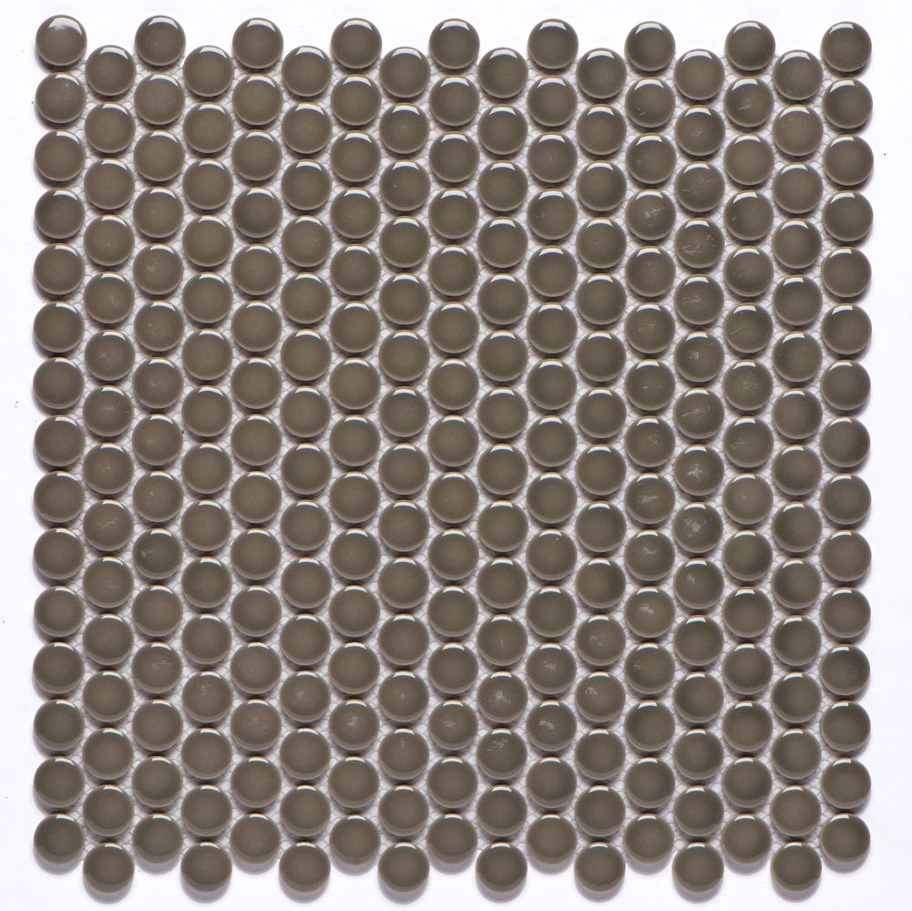 Penny Taupe Polished Finish Porcelain Mosaic Tile