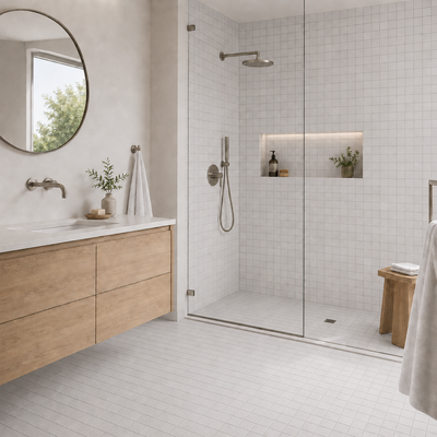 Proton Blanco Mosaic 2x2 Matte Porcelain Concrete Tile