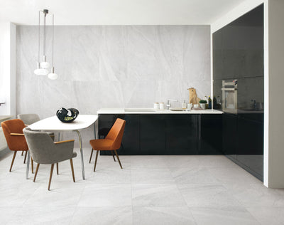 Limestone Light Grey 24"x48" Polished Finish Porcelain Tile