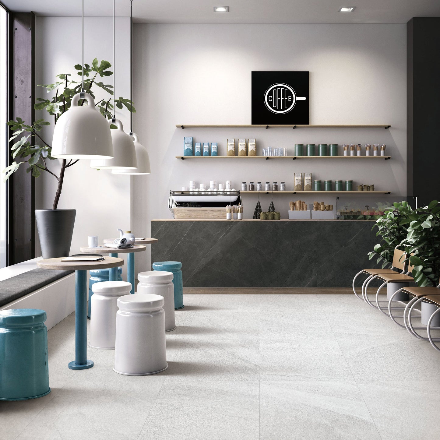 Limestone Light Grey 24"x48" Polished Finish Porcelain Tile