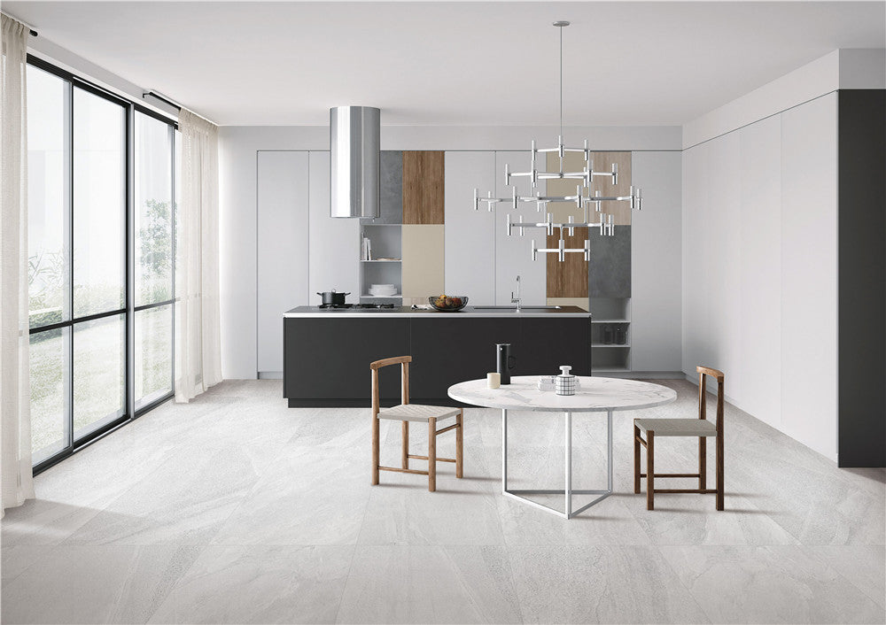 Limestone Light Grey 24"x48" Polished Finish Porcelain Tile