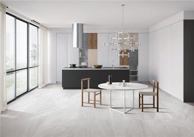 Limestone Light Grey 24"x48" Polished Finish Porcelain Tile