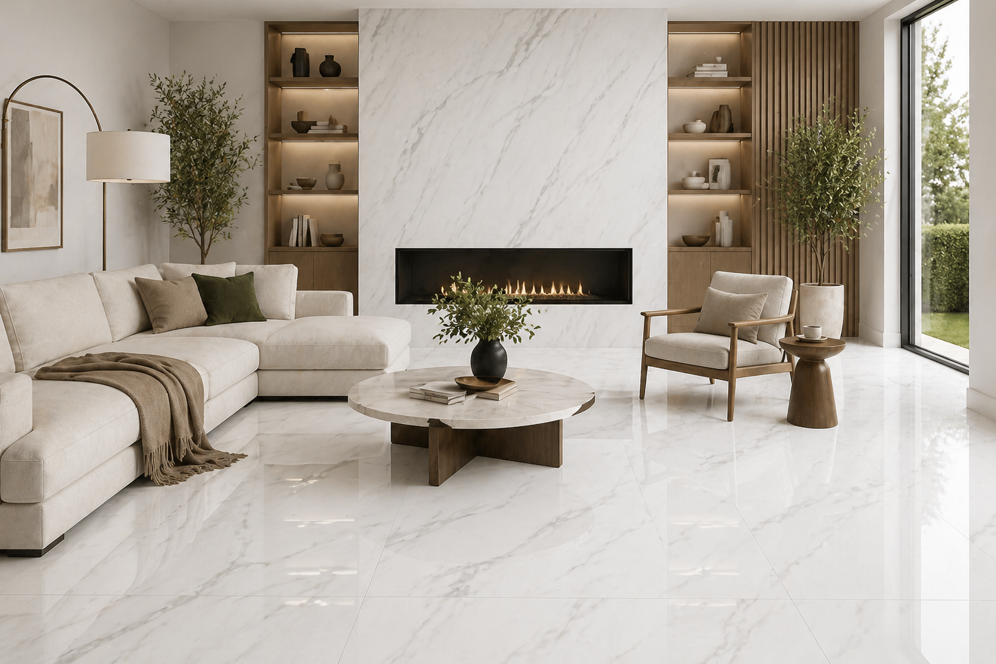 Royal Calacatta 24x24 Polished Marble Look Porcelain Tile