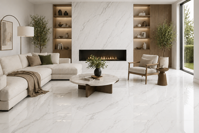 Royal Calacatta 24x24 Polished Marble Look Porcelain Tile