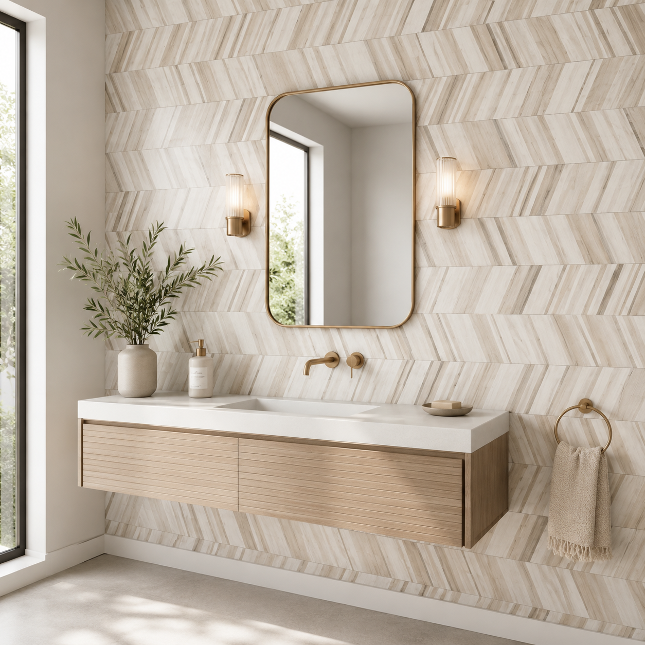 Royal Logs Decor 12x48 Matte Finish Chevron Porcelain Tile