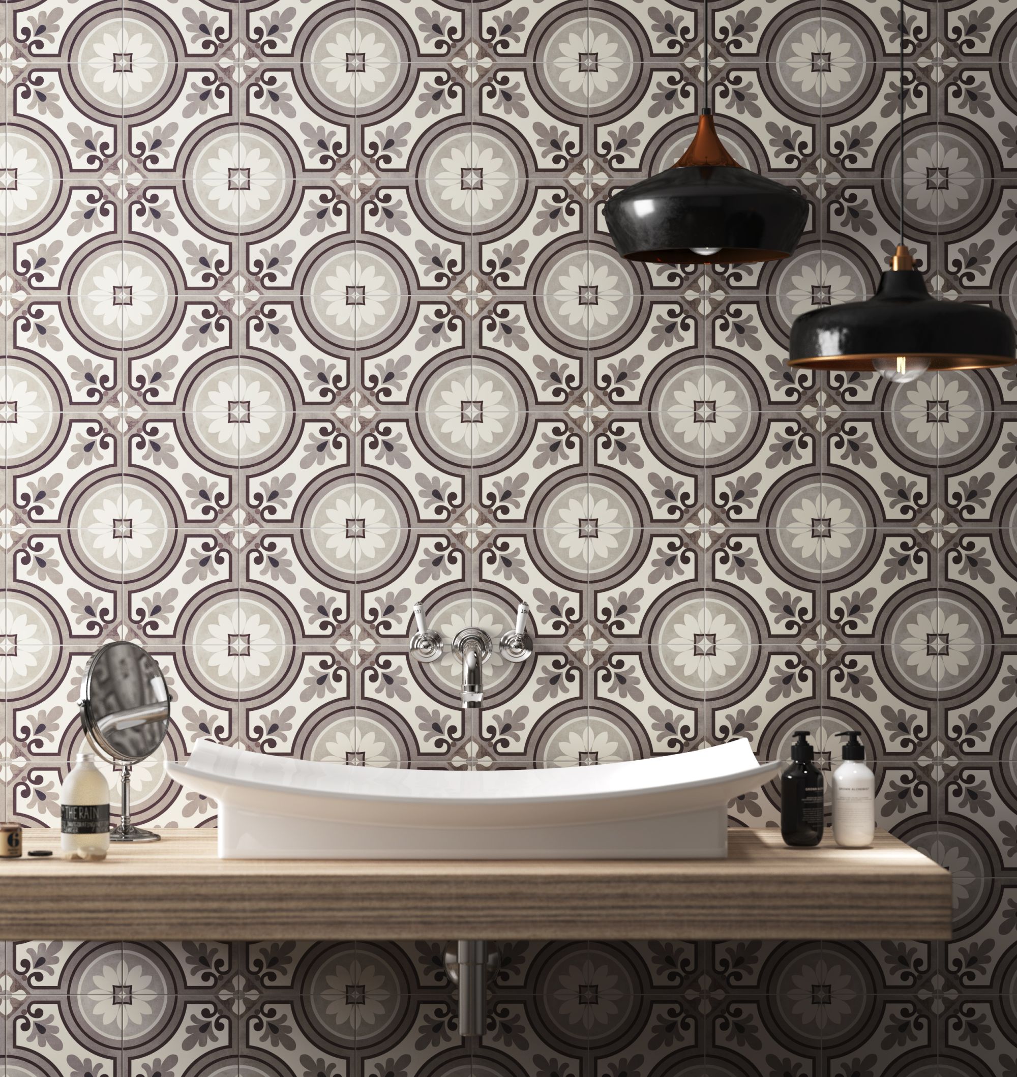 Saint Germain Marrone 8x8 Matte Porcelain Patterned Tile