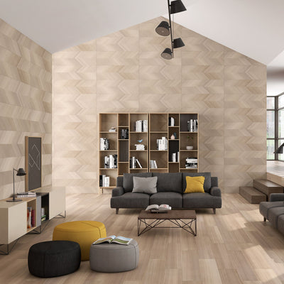 Saloni Vector Crema-Miel 16x48 Matte Wood Look Wall Tile