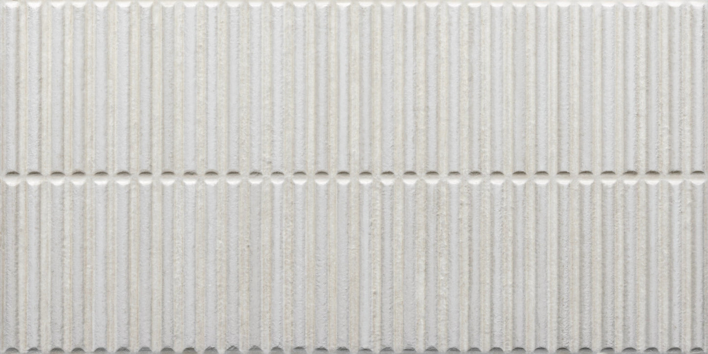 Homey Stripes White 12x24 Polished Fluted Backsplash Tile