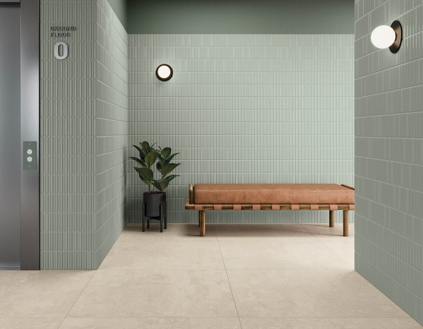 Moves Green 8x16 Matte/Polished Finish Fluted Backsplash Tile