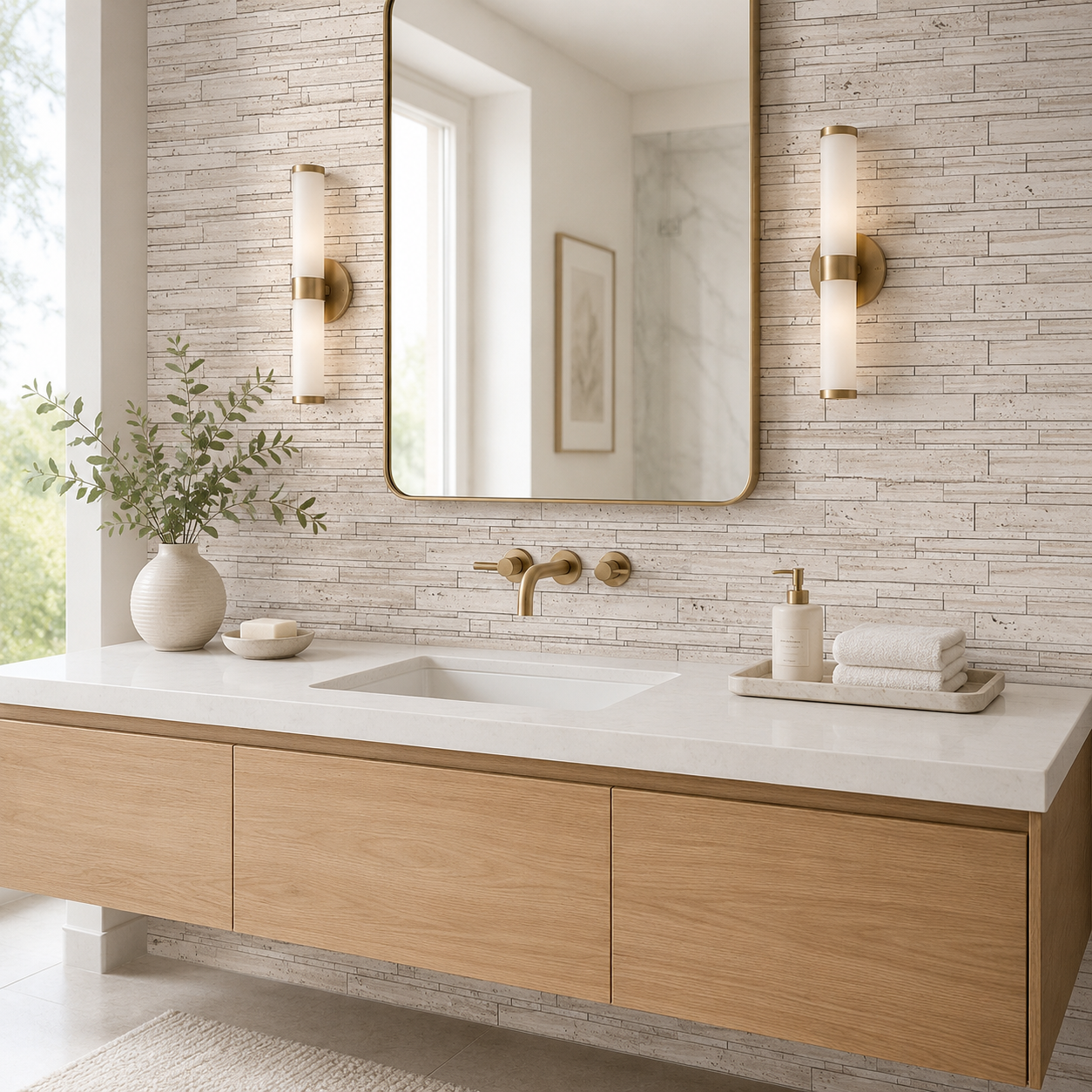 Strips Grey Polished Marble Backsplash Tile