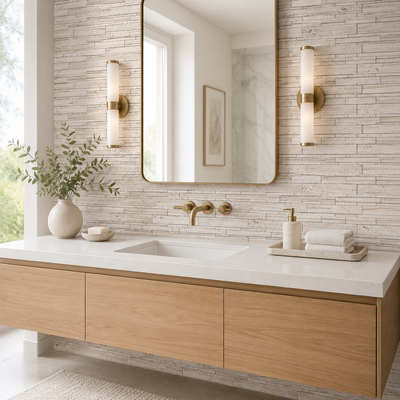 Strips Grey Polished Marble Backsplash Tile