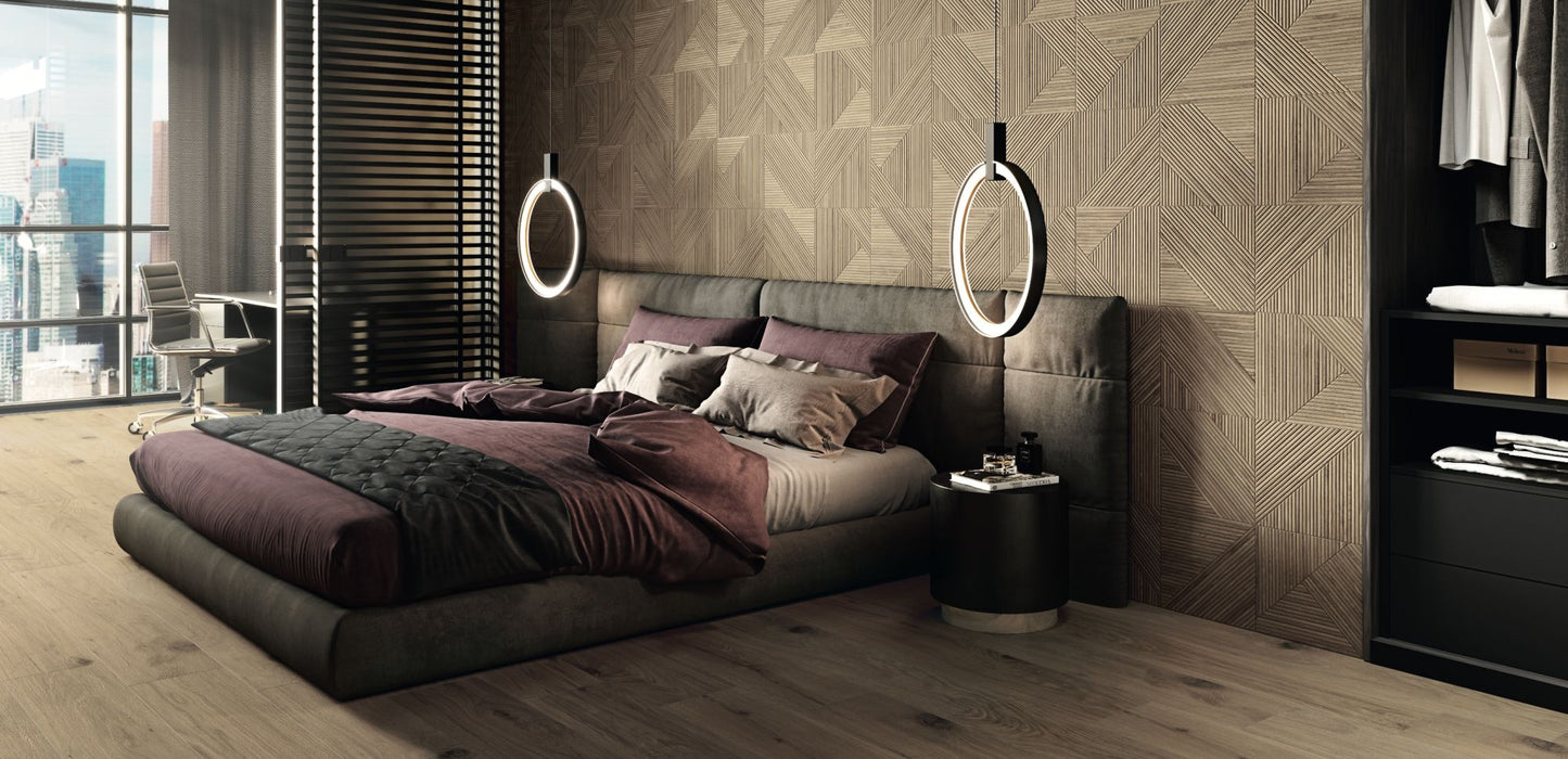 Tangram Walnut 12x40 Matte Wood Look Ceramic Wall Tile