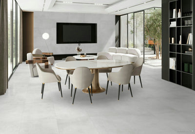 Teba White 24"x48" Matte Concrete Porcelain Tile