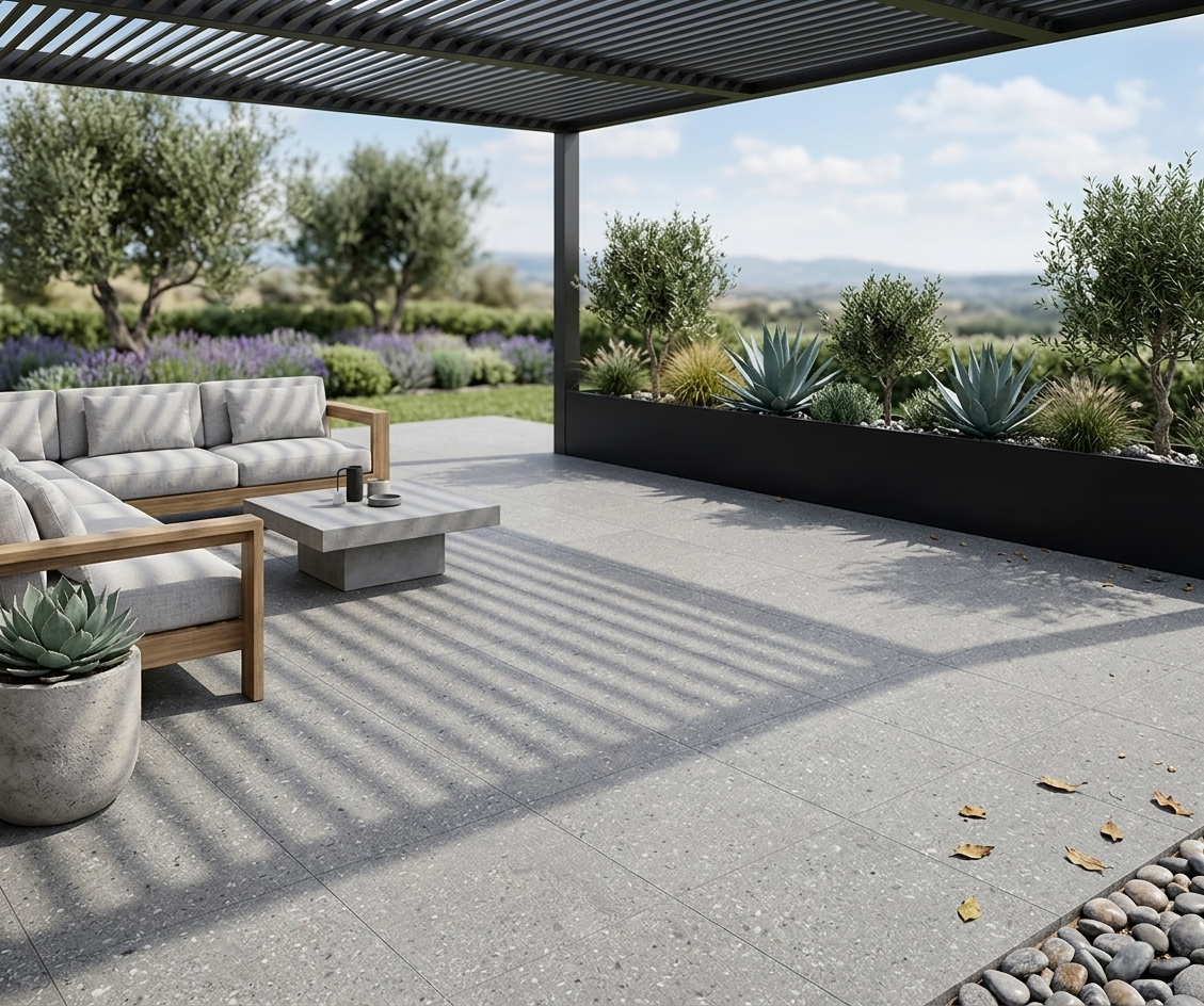 Terra Charcoal 24"x24" Porcelain Pavers – 2cm Matte Outdoor Deck Tiles