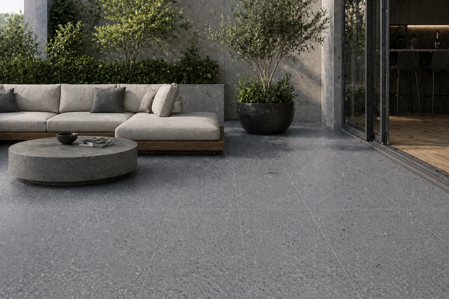 Terrazzo Dark Grey 12"x24" Matte Porcelain Tile