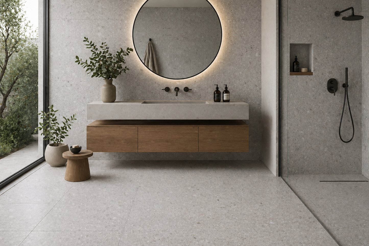 Terrazzo Light Grey 12"x24" Matte Porcelain Tile