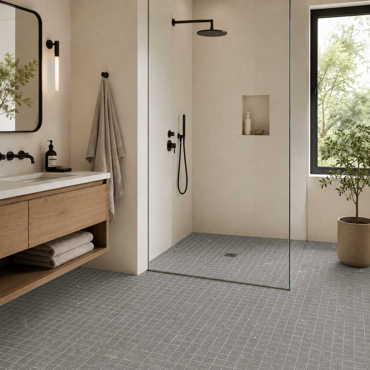 Theater Grey Mosaic 2x2 Matte Finish Porcelain Tile